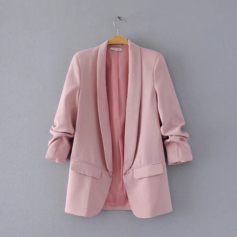 CBK: ANN Ruched Sleeve Shawl Collar Tailored Blazer