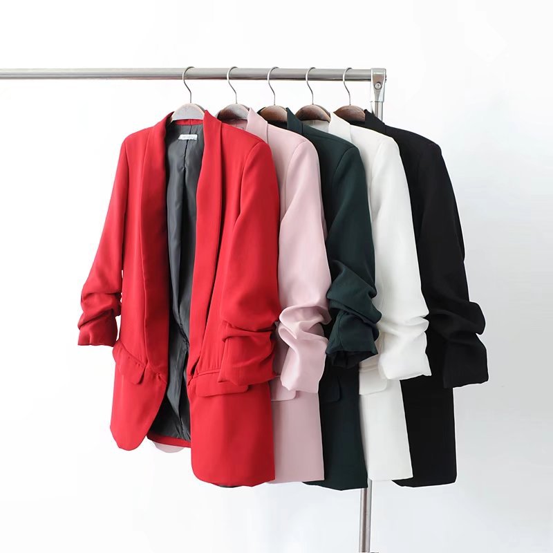 CBK: ANN Ruched Sleeve Shawl Collar Tailored Blazer