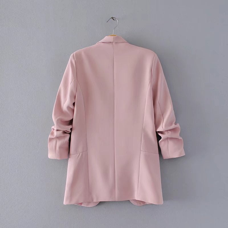 CBK: ANN Ruched Sleeve Shawl Collar Tailored Blazer