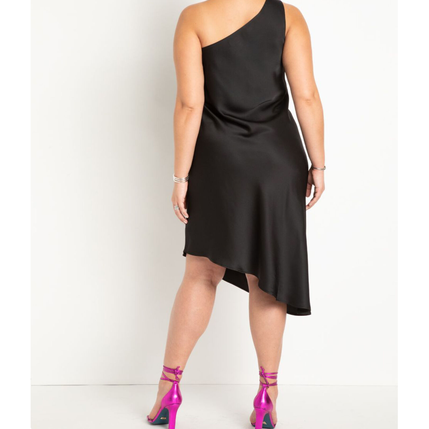 ELOQUII Women’s Plus Size One Shoulder Bias Cut Dress