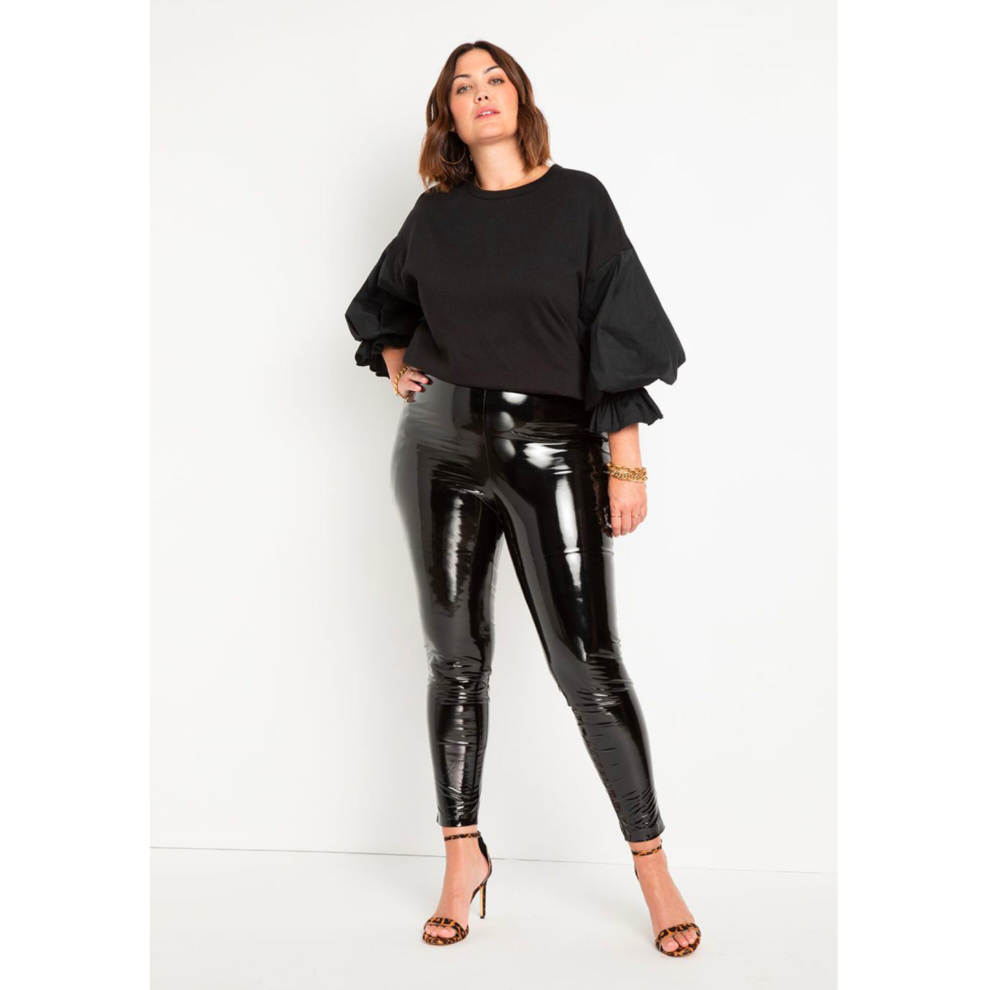 ELOQUII: Women’s Plus Size Combo Flounce Sleeve Sweatshirt