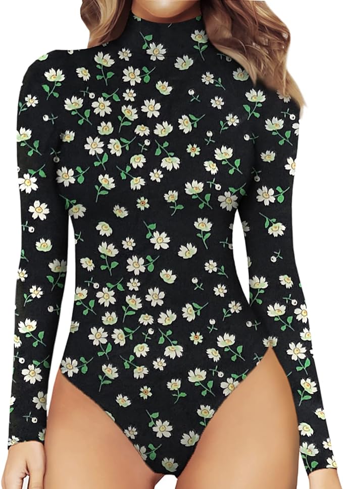 AMAZON: Women's Mock Neck Long Sleeve Bodysuit (more colors)