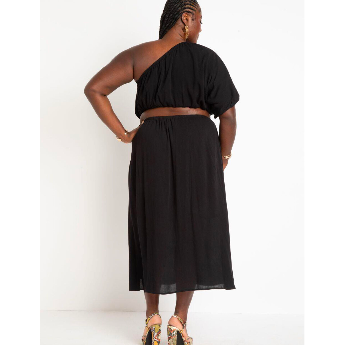 ELOQUII: Women’s Plus Size Knotted One Shoulder Dress