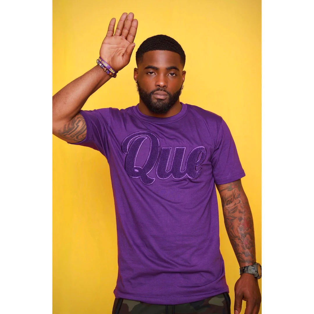 My Greek Boutique: Solid Purple Que Chenille Embroidered Tee