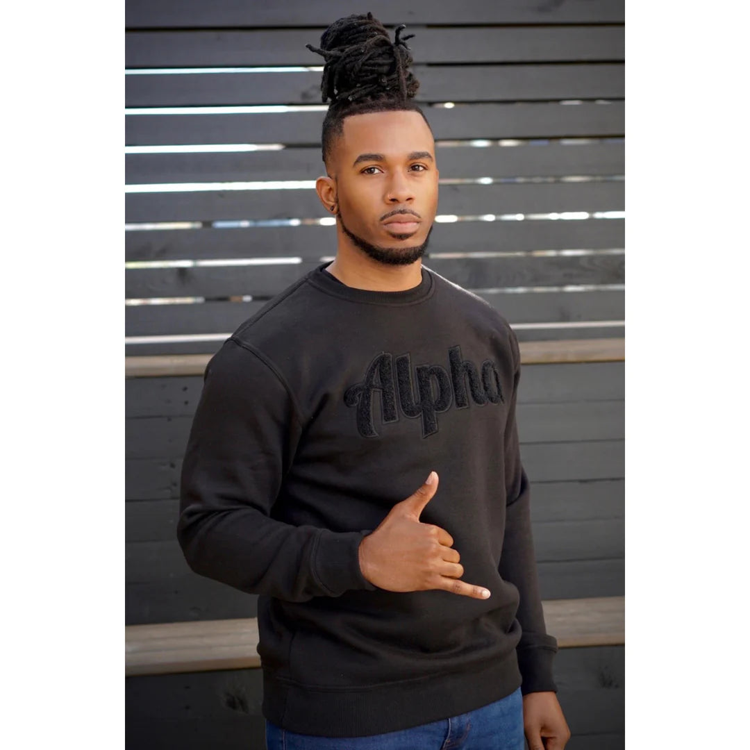 My Greek Boutique: Solid Black Alpha Chenille Sweatshirt