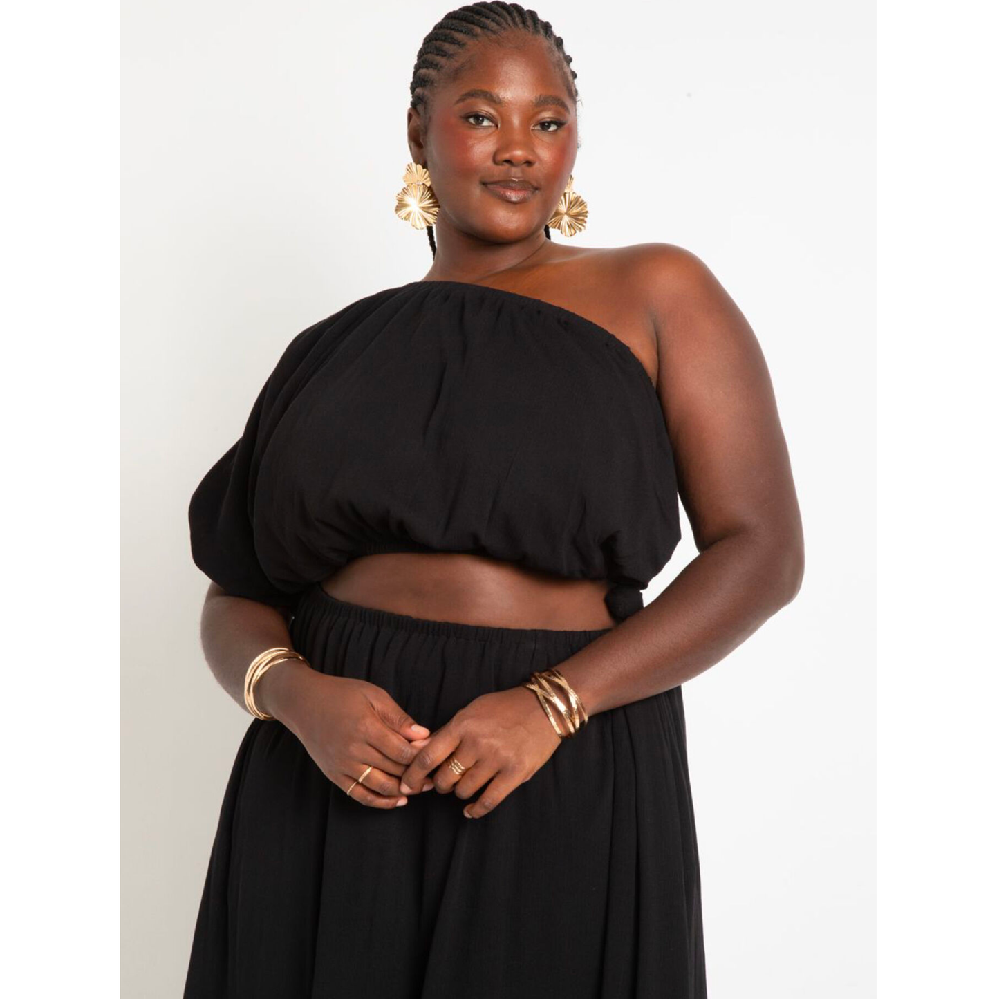 ELOQUII: Women’s Plus Size Knotted One Shoulder Dress