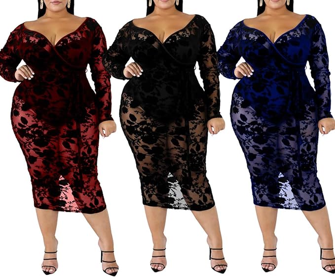 AMAZON: Women's Sexy Off Shoulder Bodysuit Mesh Midi Dress