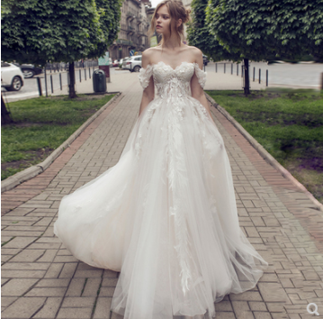 CBK: PRINCESS Tulle Off-the-Shoulder A-line Rustic Wedding Dress