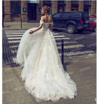 CBK: PRINCESS Tulle Off-the-Shoulder A-line Rustic Wedding Dress