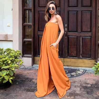 CBK: PAM Strapless Wide Leg High-waisted Jumpsuit