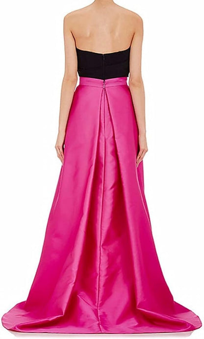AMAZON: Long Satin A-Line Flared Skirt with Front Slit and Ruffles