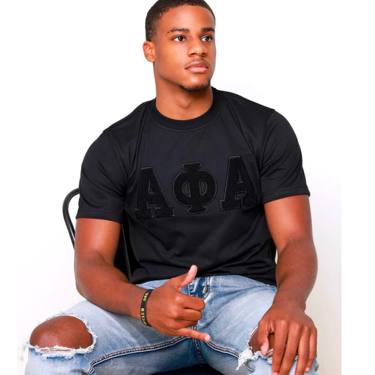 My Greek Boutique: Solid Black ΑΦΑ Chenille Tee