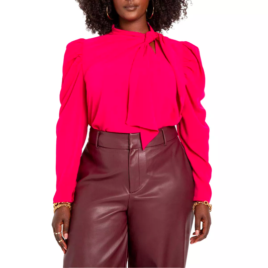 ELOQUII Women's Plus Size Drape Front Blouse
