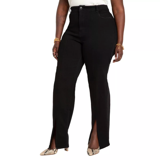 ELOQUII Women's Plus Size Front Split Hem Jean