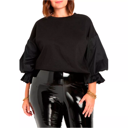 ELOQUII: Women’s Plus Size Combo Flounce Sleeve Sweatshirt