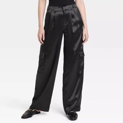 TARGET: Women's High-Rise Satin Cargo Pants - A New Day™