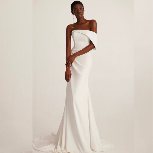 CBK: VICTORIA One-Shoulder Stretch Satin Wedding Dress