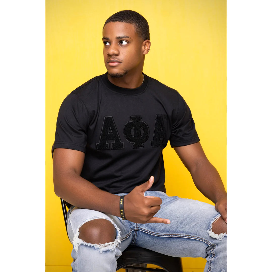 My Greek Boutique: Solid Black ΑΦΑ Chenille Tee