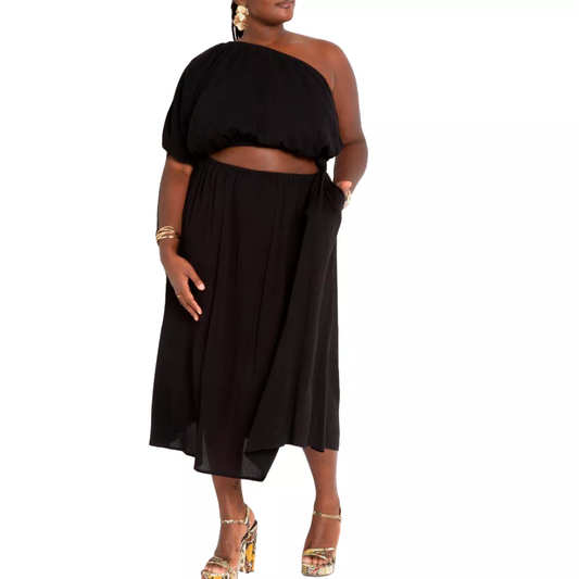 ELOQUII: Women’s Plus Size Knotted One Shoulder Dress